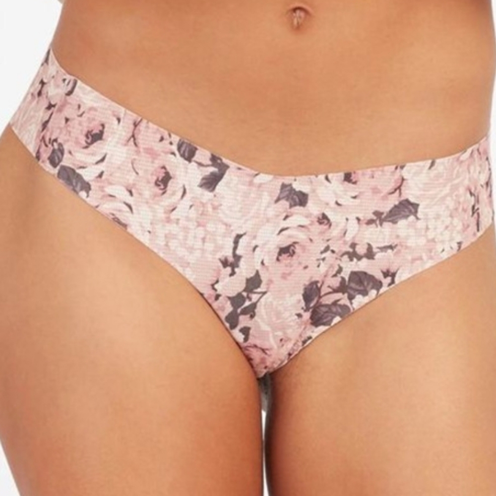 SPANX Pink Floral Thong Panty Sz 2x New D